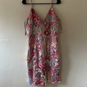 Floral Embroidery & Sequin Sheath Dress - Chi Chi London - Size 8